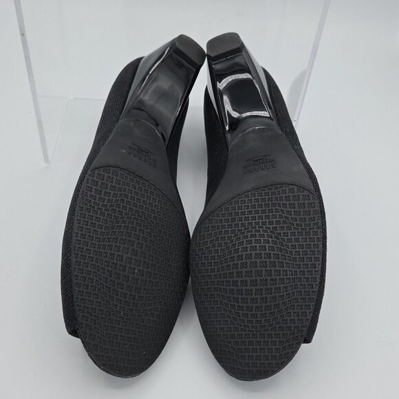 Stuart Weitzman Black Leather Shimmer Peep Toe Work Pumps Size 11 M EUC - Picture 7 of 8